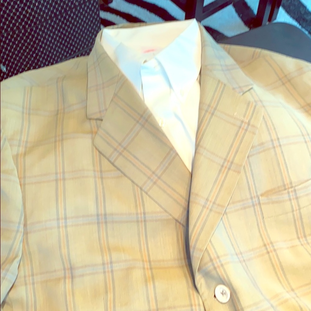 Vintage Italian made plaid three button blazer